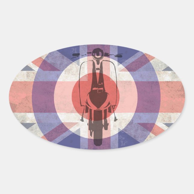 Scooter Union Jack Target art Oval Sticker (Front)