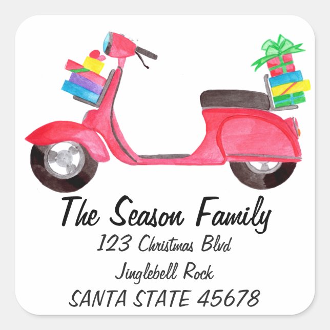 Scooter with Christmas Square Sticker (Front)
