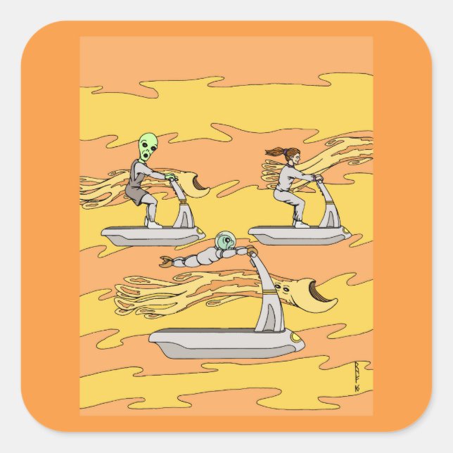Scootering With the Wind Riders Square Sticker (Front)