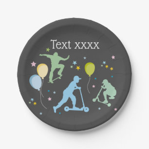 Scooters, Bikes, Skateboards, ride on over Paper Plate