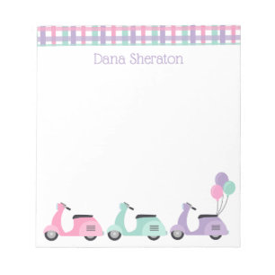 Scooters & Plaid Personalised Notepad