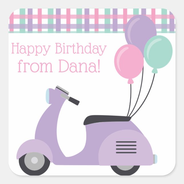 Scooters & Plaid Personalised Stickers (Front)