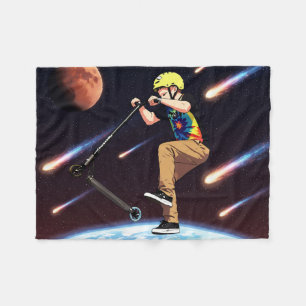 Scooting For The Stars - Scooter Rider In Space Fleece Blanket