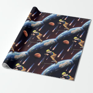 Scooting For The Stars - Scooter Rider In Space Wrapping Paper