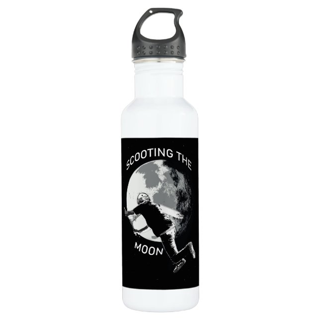 Scooting the Moon - Stunt Scooter   710 Ml Water Bottle (Front)