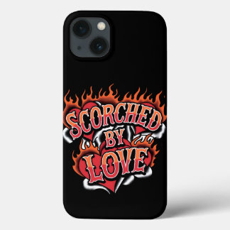 Scorched by Love of flaming hearts iPhone 13 Case