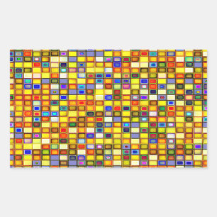Scorching Yellow And Cool Blue Tiles Pattern Rectangular Sticker