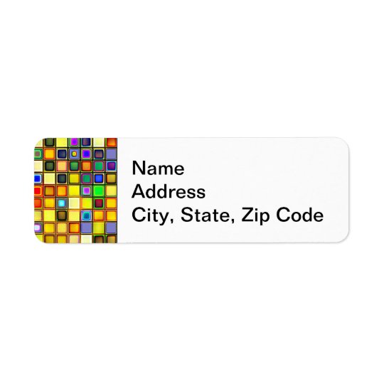 Scorching Yellow And Cool Blue Tiles Pattern Return Address Label
