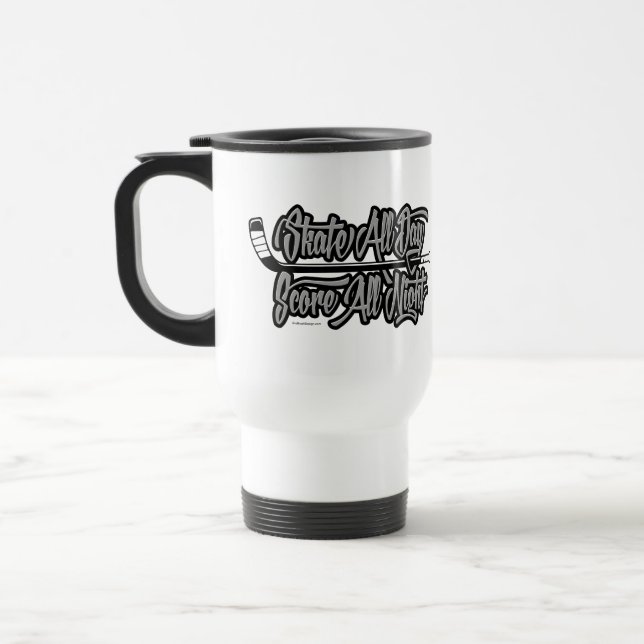 Score All Night (Hockey) Travel Mug (Left)