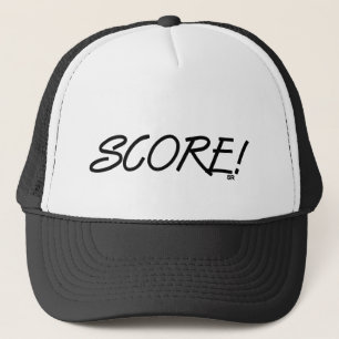 Score black and white trucker hat