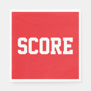 SCORE Fun Sporty White Athletic Text On Bright Red Napkin