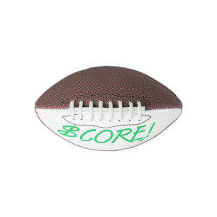 Score green and white dollar sign mini football american football
