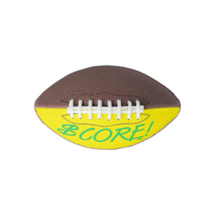 Score green and yellow dollar sign mini football american football