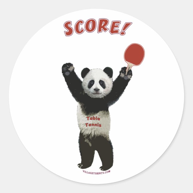 Score Panda Ping Pong Classic Round Sticker (Front)