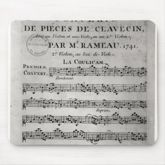 Score sheet for 'Concerts de Pieces de Mouse Mat (Front)