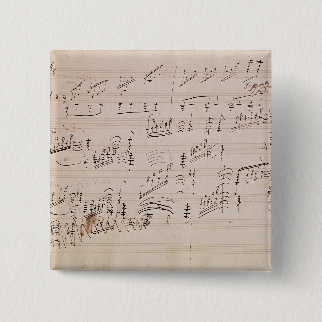 Score sheet of 'Moonlight Sonata' 15 Cm Square Badge (Front)