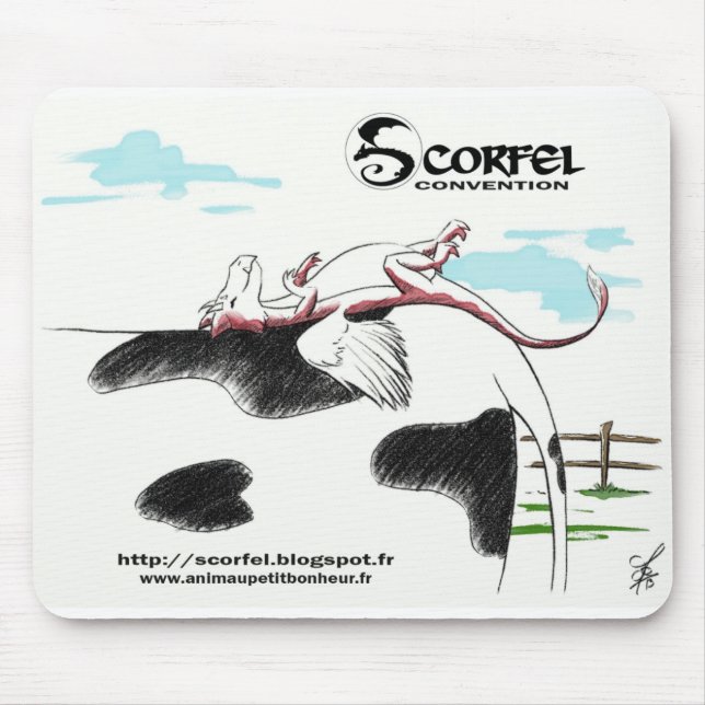 Scorfel Mouse Carpet on Cow Mouse Mat (Front)