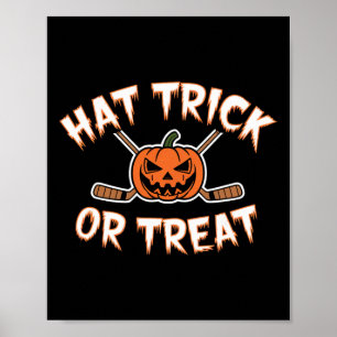 Scoring Trick Or Treat Funny Hockey Halloween Pump Poster
