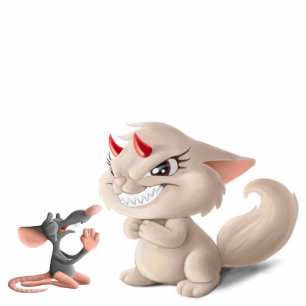 Scorn the Cat and the Begging Rat Statue Standing Photo Sculpture