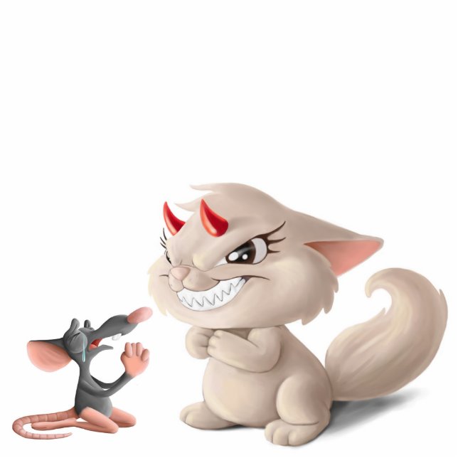 Scorn the Cat and the Begging Rat Statue Standing Photo Sculpture (Front)