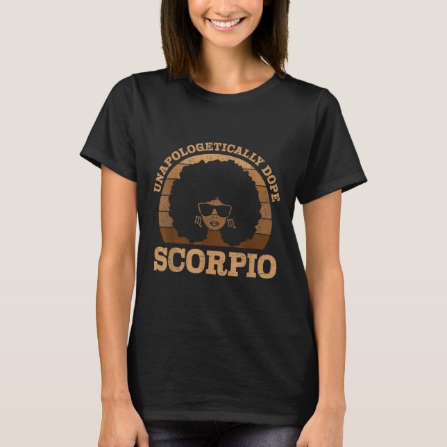 Scoro Queen Afro Hair Black Woman Zodiac Sign  T-Shirt (Front)
