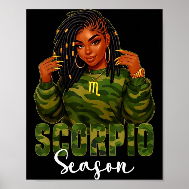 Scoro Season Loc'd Black Woman Camo Zodiac Sign  (Front)