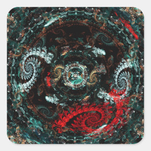 Scorpio Abstract Fractal Artwork Square Sticker