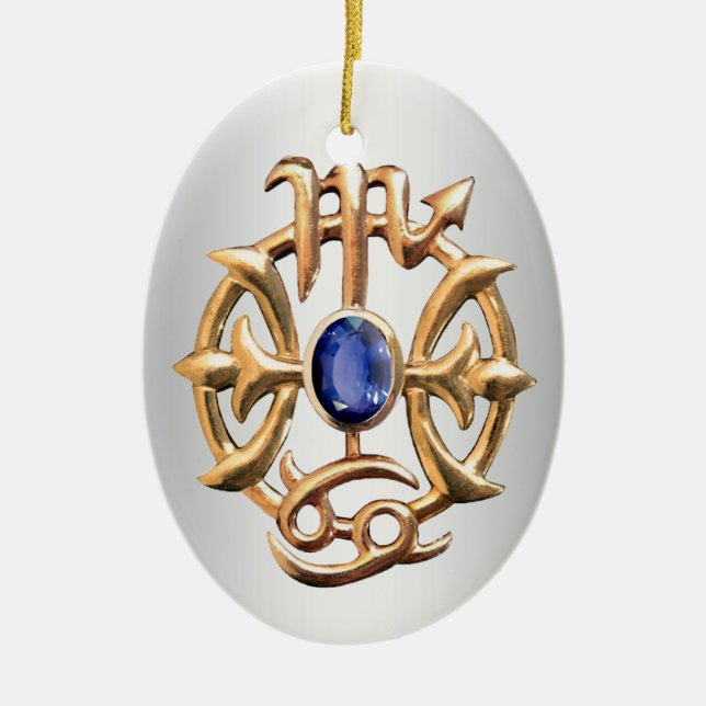 Scorpio and Pisces Medallion Ceramic Tree Decoration (Front)