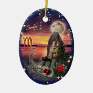 Scorpio Art Collage Ceramic Tree Decoration