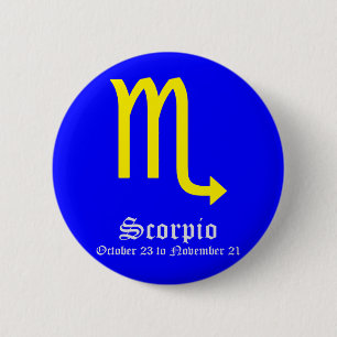 SCORPIO ASTROLOGIC SIGN, SYMBOL ZODIAC 6 CM ROUND BADGE
