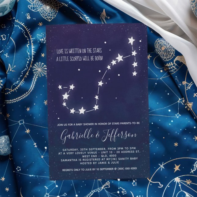 Scorpio Astrology Baby Shower Invitation (Celebrate with the star sign your little one will be born under. Nature takes its course.)