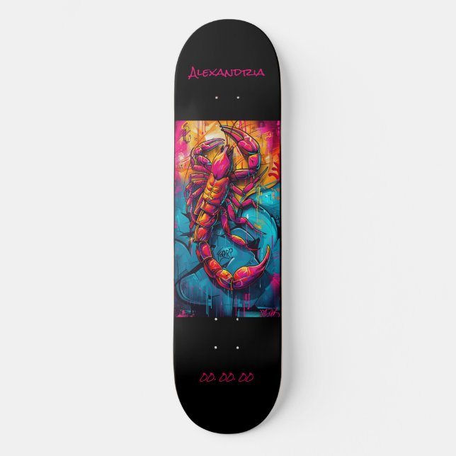 Scorpio Astrology Grafitti Personalised  Skateboard (Front)