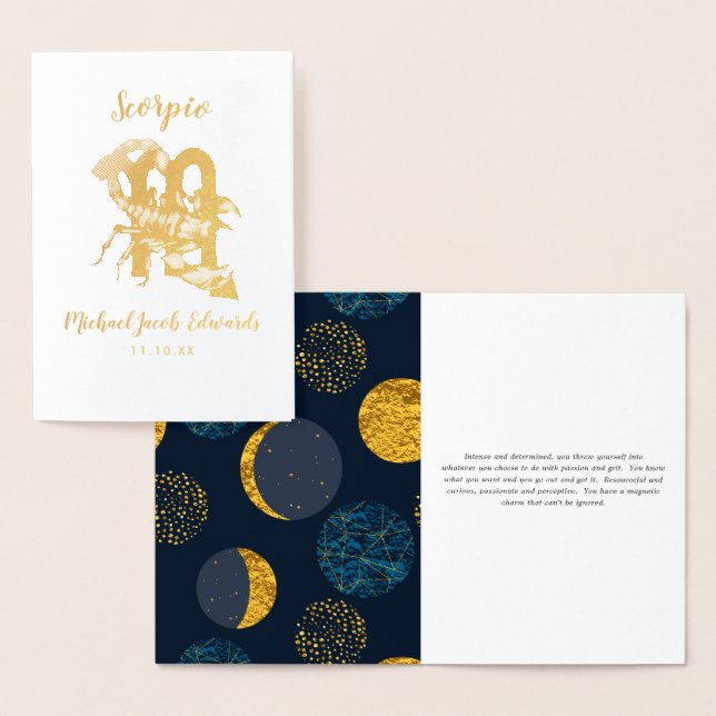 Scorpio Astrology | Personalised Zodiac Sign Foil Card (Display)