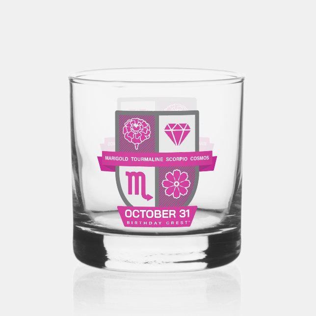 Scorpio Birthday Crest™ for October 24-31 Whiskey Glass (Front)
