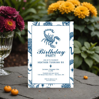Scorpio Birthday Elegant Toile Scorpions Celestial Invitation