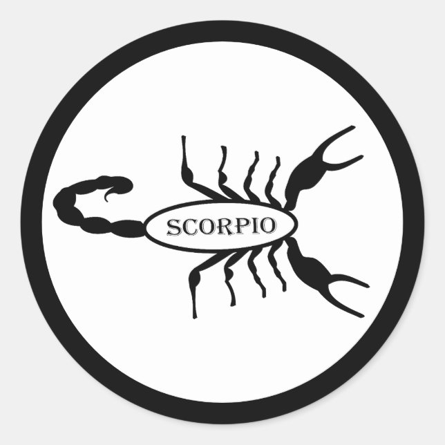 Scorpio Black Scorpion Star Sign Classic Round Sticker (Front)