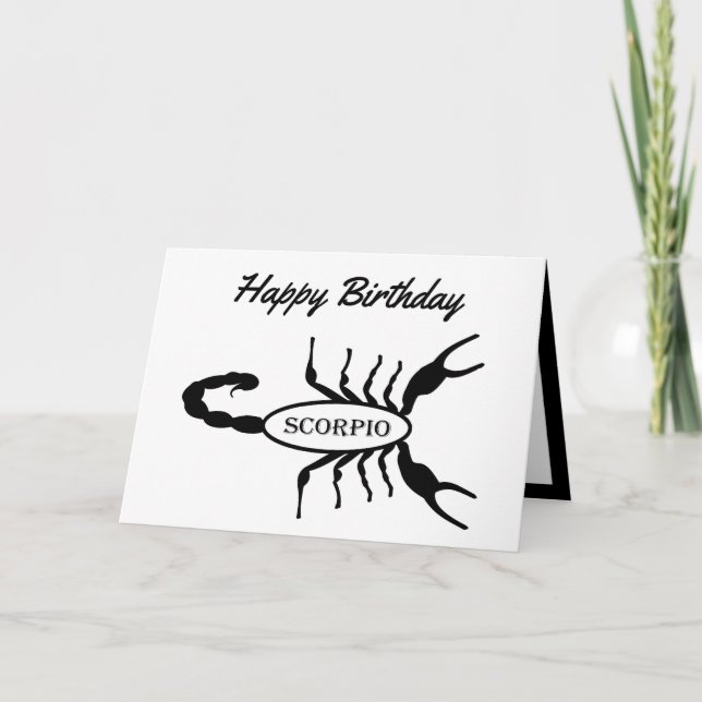 Scorpio Black Scorpion Star Sign Custom Birthday Card (Front)