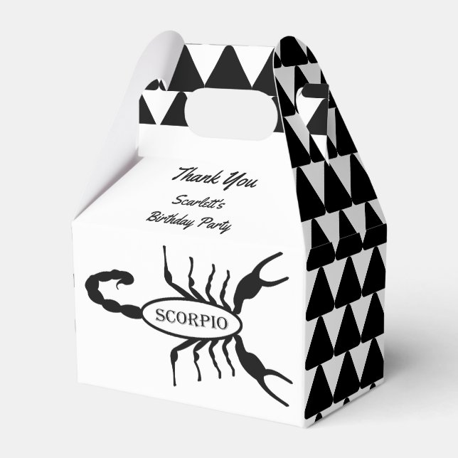 Scorpio Black Scorpion Star Sign Custom Birthday Favour Box (Front Side)