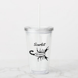 Scorpio Black Scorpion Star Sign Custom Name Acrylic Tumbler