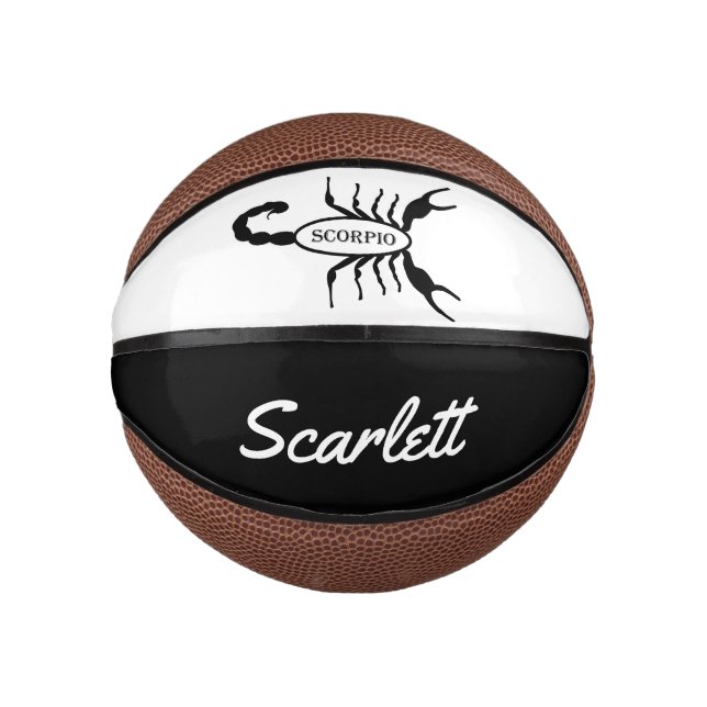 Scorpio Black Scorpion Star Sign Custom Name Mini Basketball (Front)
