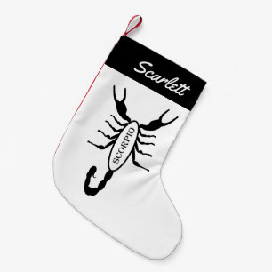 Scorpio Black Scorpion Star Sign Custom Name Small Christmas Stocking