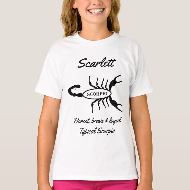 Scorpio Black Scorpion Star Sign Custom T-Shirt (Front)