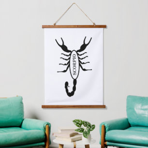 Scorpio Black Scorpion Star Sign Hanging Tapestry
