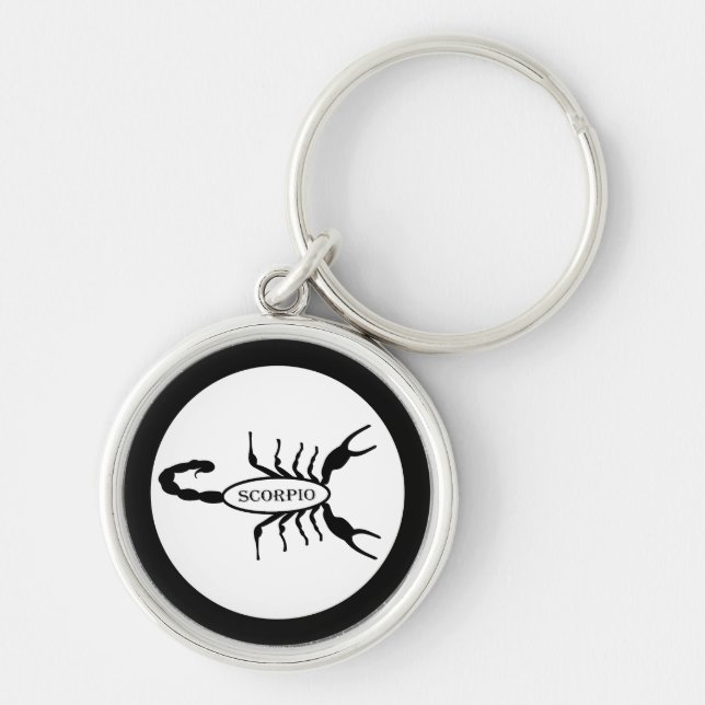 Scorpio Black Scorpion Star Sign Key Ring (Front)
