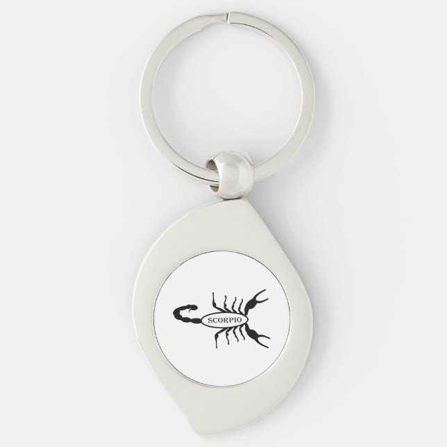 Scorpio Black Scorpion Star Sign Key Ring (Front)