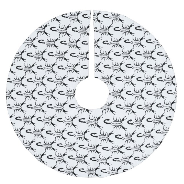 Scorpio Black Scorpion Star Sign Patterned Brushed Polyester Tree Skirt (Front)