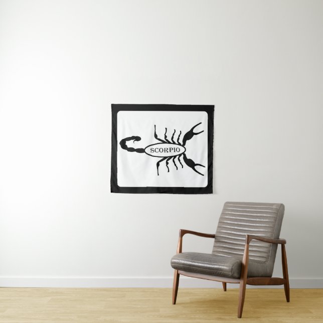 Scorpio Black Scorpion Star Sign Tapestry (In Situ (Horizontal))