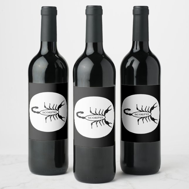 Scorpio Black Scorpion Star Sign Wine Label (Bottles)