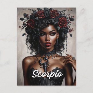 Scorpio Black Woman Scorpion Goth Art Postcard