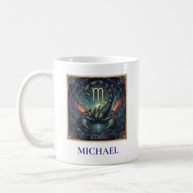 Scorpio Blue Celestial Zodiac Coffee Mug (Left)